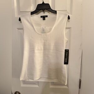 Designers Originals White Tank with Lace Detail Size Large